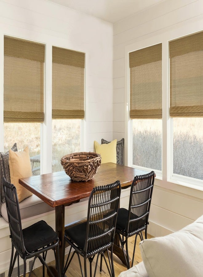 LazBlinds No Tools No Drill Cordless Bamboo Roman Shades, Light Filtering Window Treatment, Roll Up Bamboo Blinds for Windows 33'' W x 64'' H, Acorn - Image 5